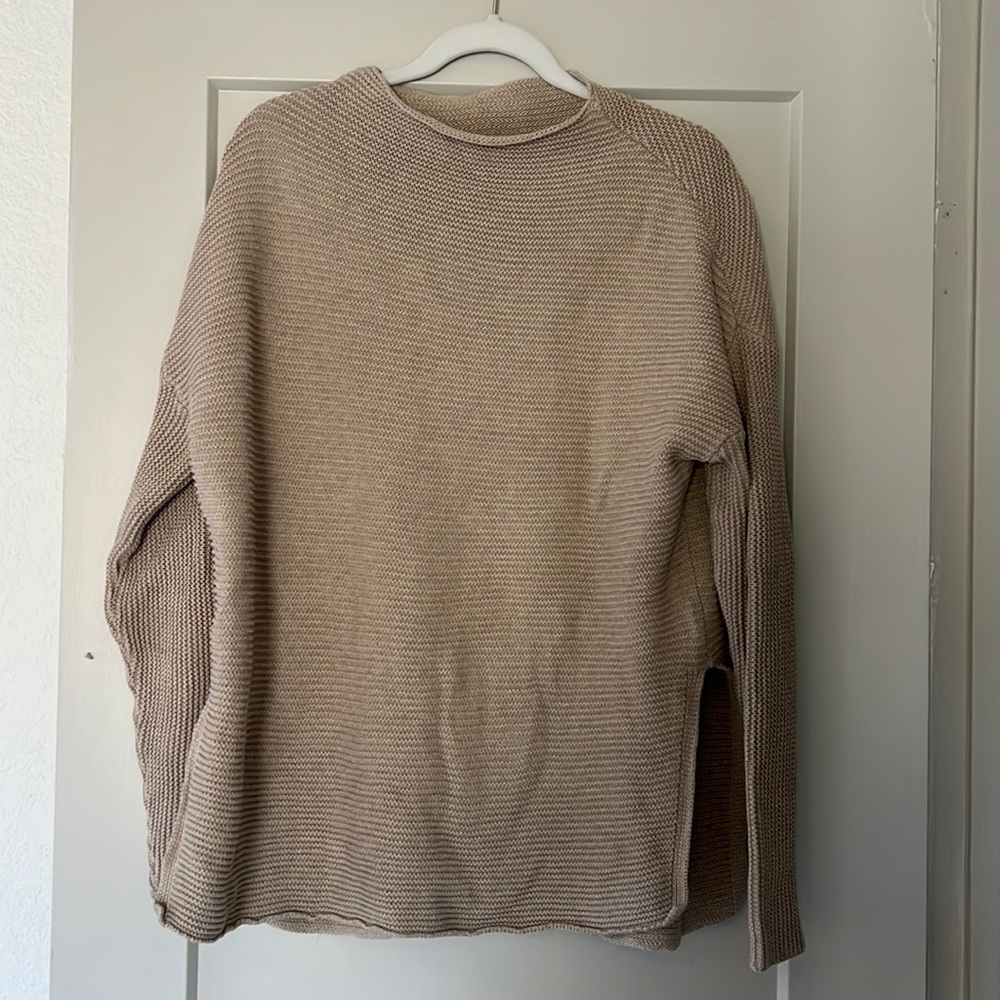 PACT tan cream cowlneck organic cotton sweater medium